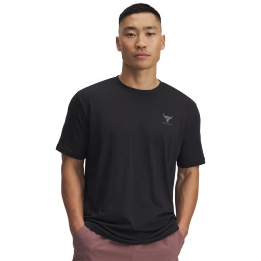 UNDER ARMOUR Męska koszulka treningowa Under Armour UA Pjt Rck Simple Branded SS  czarna  Czarny