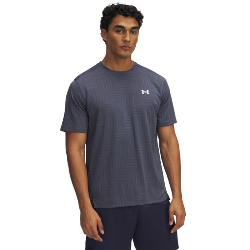 UNDER ARMOUR Męska koszulka treningowa Under Armour UA Tech Vent Geotessa SS  szara Szary