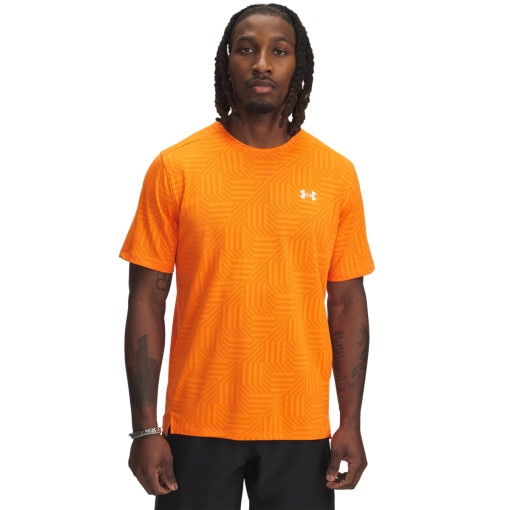 UNDER ARMOUR Męska koszulka treningowa Under Armour UA Tech Vent Geotessa SS  pomarańczowa Pomarańczowy
