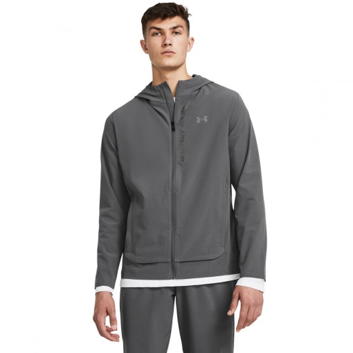 UNDER ARMOUR Męska kurtka do biegania Under Armour UA OutRun the STORM Jacket  szara  Szary