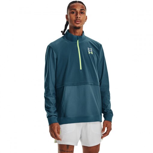 UNDER ARMOUR Męska kurtka do biegania Under Armour UA RUN ANYWHERE PULLOVER turkusowa Turkusowy
