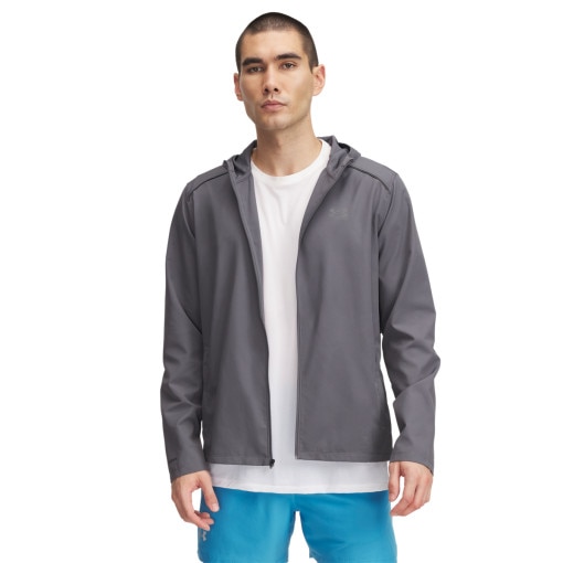 UNDER ARMOUR Męska kurtka do biegania Under Armour UA Storm Run Hooded Jacket  szara Szary