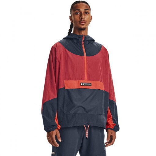 UNDER ARMOUR Męska kurtka treningowa Under Armour UA Rush Woven 1/2 Zip Anorak  czerwona Czerwony