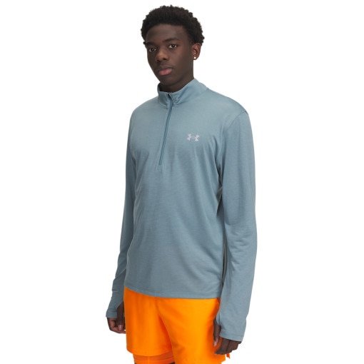 UNDER ARMOUR Męski longsleeve do biegania Under Armour UA Launch 1/4 ZIP turkusowy Turkusowy