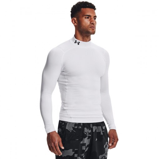 UNDER ARMOUR Męski longsleeve treningowy termoaktywny Under Armour UA CG Armour Comp Mock  biały Biały