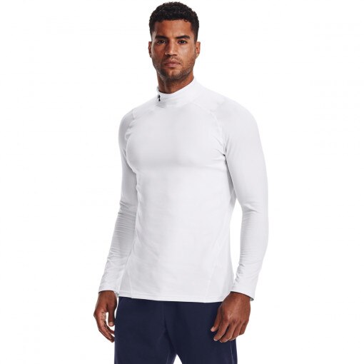 UNDER ARMOUR Męski longsleeve treningowy termoaktywny UNDER ARMOUR UA CG Armour Fitted Mock  biały Biały