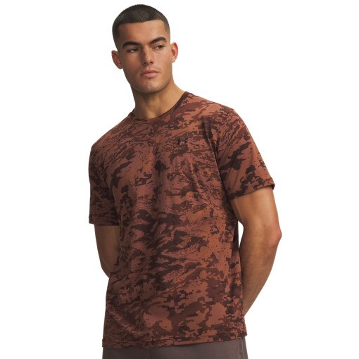 Męski t-shirt z nadrukiem moro Under Armour UA ABC Camo SS - brązowy
