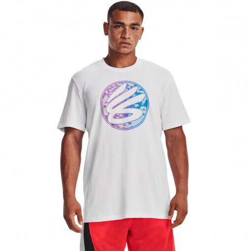 UNDER ARMOUR Męski tshirt z nadrukiem Under Armour Curry Gradient Heavyweight Short Sleeve  biały Biały
