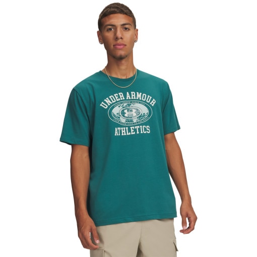 UNDER ARMOUR Męski tshirt z nadrukiem Under Armour UA ARMOR GLOBE SS  zielony Zielony