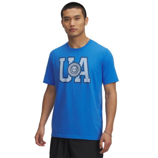 UNDER ARMOUR Męski tshirt z nadrukiem Under Armour UA College Crest Logo  niebieski Niebieski