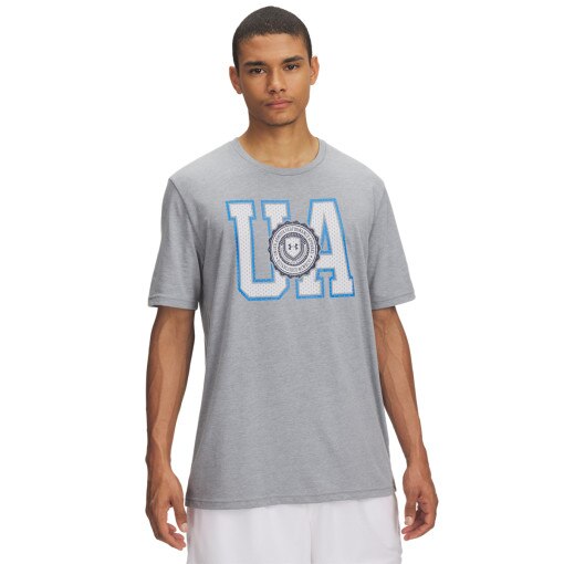 UNDER ARMOUR Męski tshirt z nadrukiem Under Armour UA College Crest Logo  szary Szary