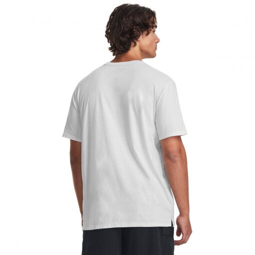 Męski t-shirt z nadrukiem Under Armour UA Elevated Core Wash Short Sleeve - biała