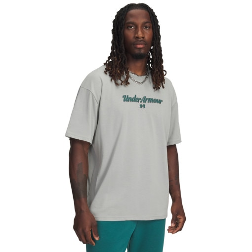  UNDER ARMOUR Męski tshirt z nadrukiem Under Armour UA Heavyweight Wordmark  szary Szary