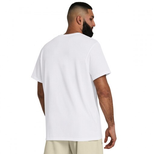 Męski t-shirt z nadrukiem Under Armour UA Hw Lc Patch SS - biały
