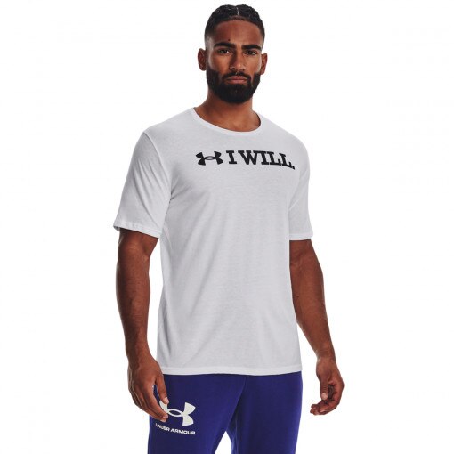 UNDER ARMOUR Męski tshirt z nadrukiem Under Armour UA I Will SS  biały Biały