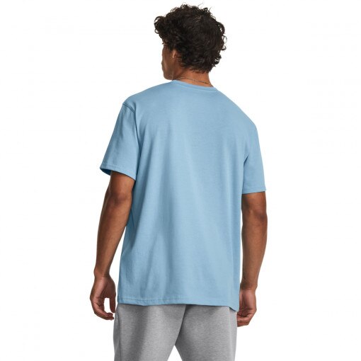 Męski t-shirt z nadrukiem Under Armour UA Logo Emb Heavyweight SS -niebieski