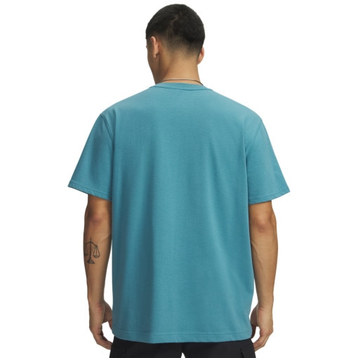 Męski t-shirt z nadrukiem Under Armour UA Logo Emb Heavyweight SS - niebieski