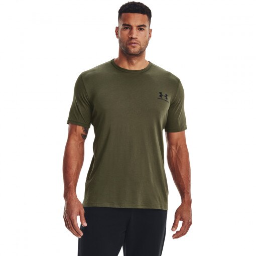 UNDER ARMOUR Męski tshirt z nadrukiem UNDER ARMOUR UA SPORTSTYLE LC SS  oliwkowa/khaki Oliwkowy
