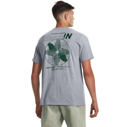 Męski t-shirt z nadrukiem Under Armour UA We All Play Our Part Short Sleeve - szary