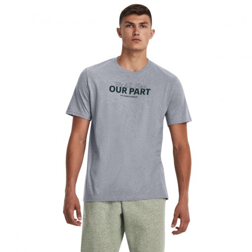 UNDER ARMOUR Męski tshirt z nadrukiem Under Armour UA We All Play Our Part Short Sleeve  szary Szary