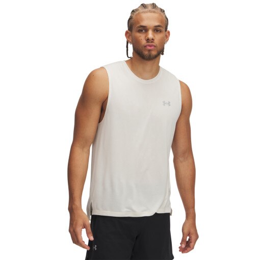 UNDER ARMOUR Męski top do biegania Under Armour UA Trail Run Launch Tank  beżowy  beżowy Beżowy
