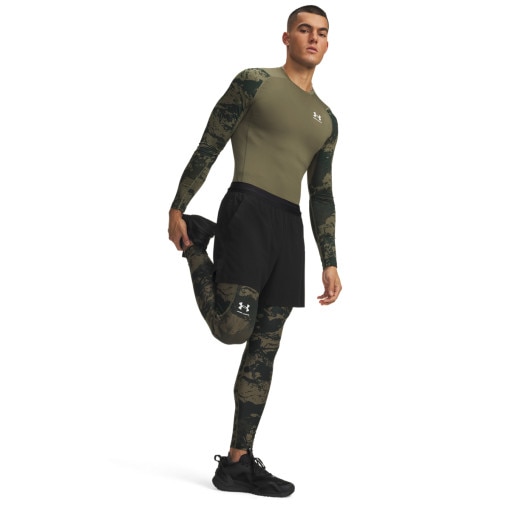 Męskie legginsy treningowe termoaktywne Under Armour HeatGear CB - khaki