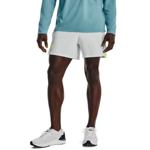 Męskie spodenki do biegania Under Armour LAUNCH ELITE 5'' SHORT - białe