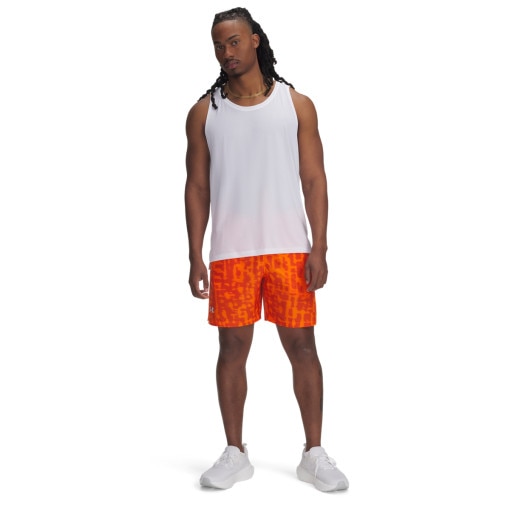 UNDER ARMOUR Męskie spodenki do biegania Under Armour UA Launch 7'' Print Shorts  pomarańczowe Pomarańczowy