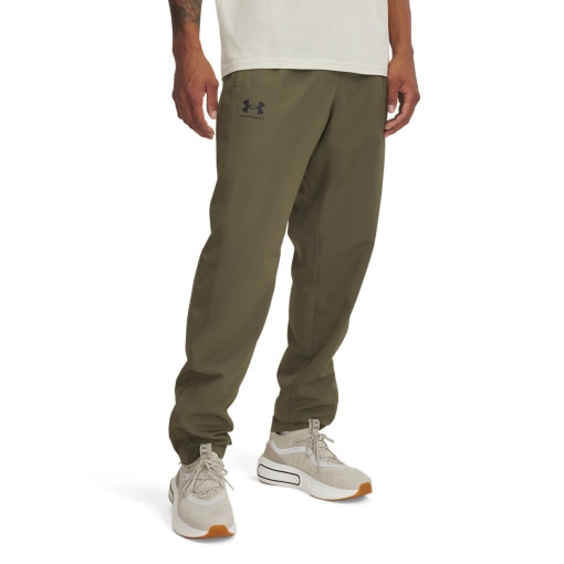 Męskie spodnie casual tkaninowe Under Armour UA Rival Woven Windbreaker Pant - khaki