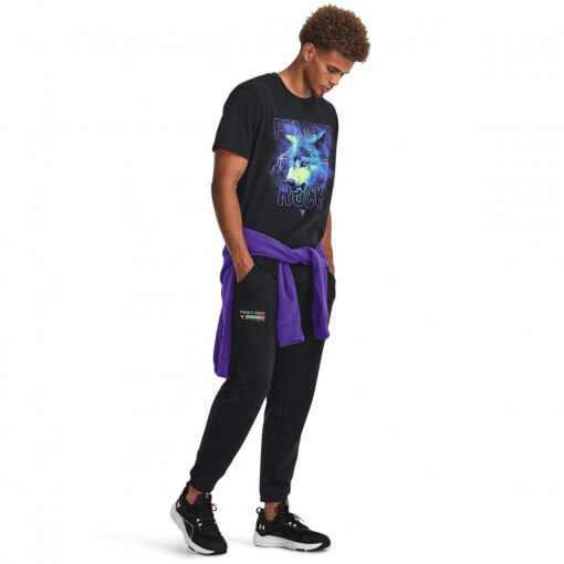 UNDER ARMOUR Męskie spodnie dresowe Under Armour Project Rock Hwt Terry Pant czarne Czarny
