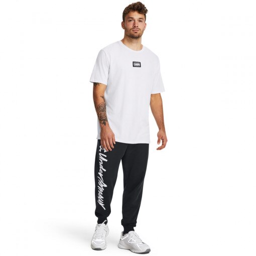 UNDER ARMOUR Męskie spodnie dresowe Under Armour UA Rival Fleece Graphic Jgrs  czarne Czarny