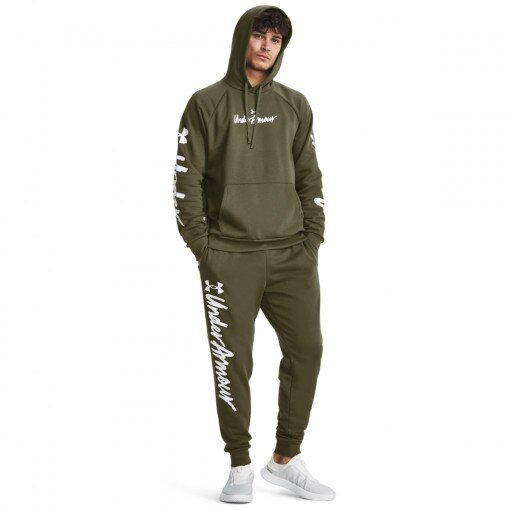 UNDER ARMOUR Męskie spodnie dresowe Under Armour UA Rival Fleece Graphic Jgrs  oliwkowe/khaki Khaki