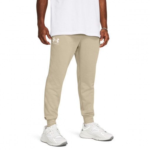 Męskie spodnie dresowe Under Armour UA Rival Terry Jogger - beżowe