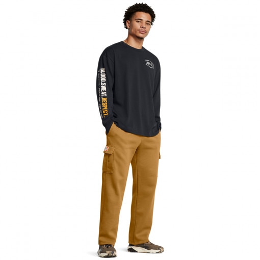 UNDER ARMOUR Męskie spodnie treningowe Under Armour Project Rock Icon Fleece Tools Of The Trade Pants  brązowe  Brązowy