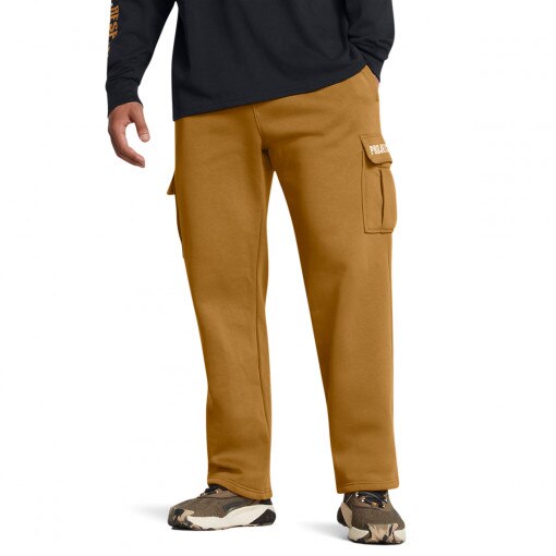 Męskie spodnie treningowe Under Armour Project Rock Icon Fleece Tools Of The Trade Pants - brązowe 