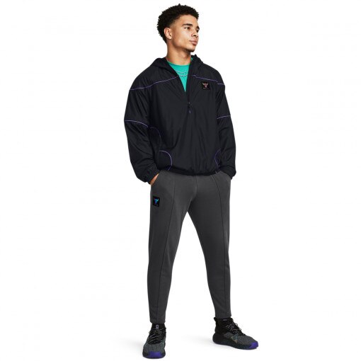 UNDER ARMOUR Męskie spodnie treningowe Under Armour Project Rock Terry Gym Pant Q4 szare Czarny