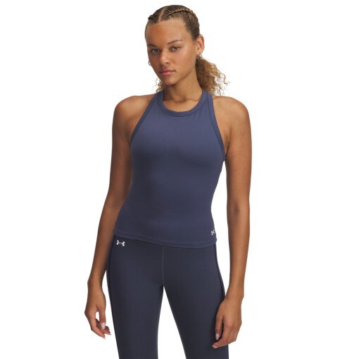UNDER ARMOUR Damski top treningowy Under Armour Motion High Neck Tank  granatowy Granatowy