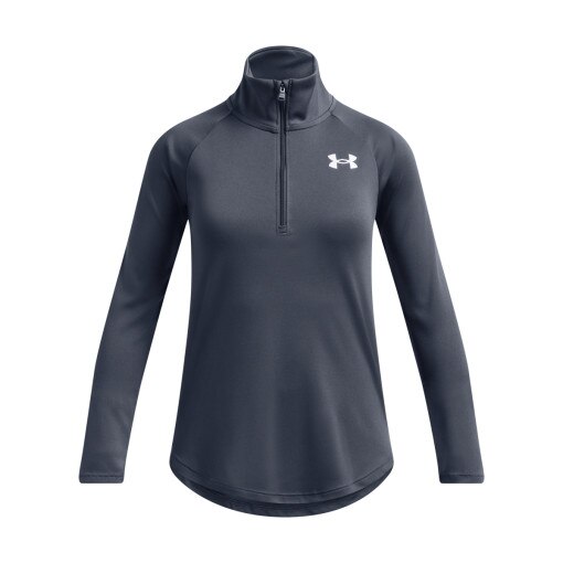 UNDER ARMOUR Dziewczęca bluza treningowa nierozpinana bez kaptura Under Armour Tech Graphic 1/2 Zip  szara Szary