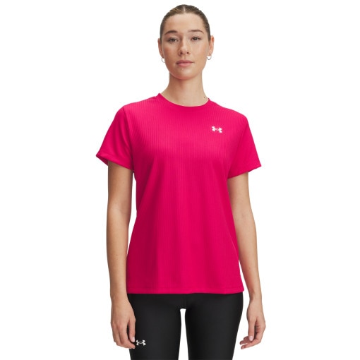 UNDER ARMOUR Damska koszulka treningowa Under Armour Tech Rib SSC  różowa Różowy