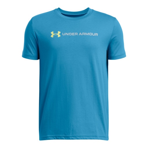 UNDER ARMOUR Chłopięcy tshirt z nadrukiem Under Armour UA B Logo Wordmark SS  niebieski Niebieski