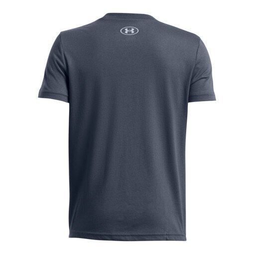 Chłopięcy t-shirt z nadrukiem Under Armour UA B Logo Wordmark SS - szary
