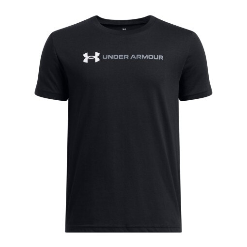 UNDER ARMOUR Chłopięcy tshirt z nadrukiem Under Armour UA B Logo Wordmark SS  czarny Czarny