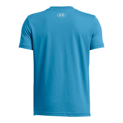 Chłopięcy t-shirt z nadrukiem Under Armour UA B Logo Wordmark SS - niebieski