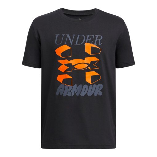 UNDER ARMOUR Chłopięcy tshirt z nadrukiem Under Armour UA B Split Big Logo SS  czarny Czarny