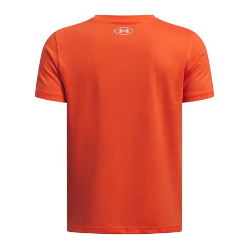 Chłopięcy t-shirt z nadrukiem Under Armour UA B Split Big Logo SS - pomarańczowy