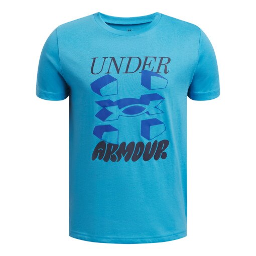 UNDER ARMOUR Chłopięcy tshirt z nadrukiem Under Armour UA B Split Big Logo SS  niebieski Niebieski