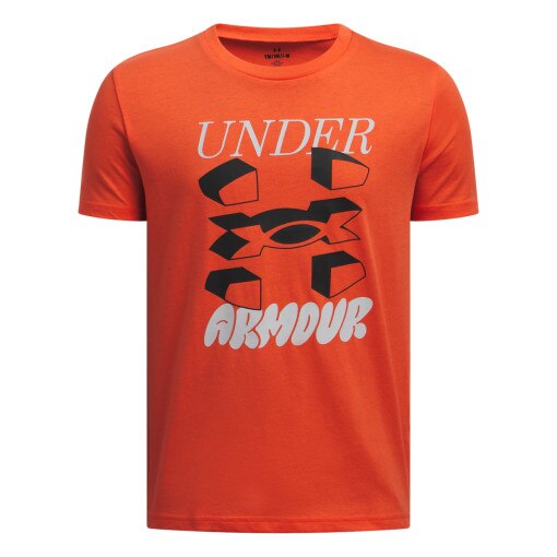 UNDER ARMOUR Chłopięcy tshirt z nadrukiem Under Armour UA B Split Big Logo SS  pomarańczowy Pomarańczowy