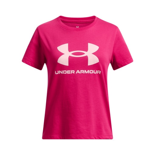 UNDER ARMOUR Dziewczęcy tshirt z nadrukiem Under Armour UA Big Logo SS  różowy Różowy