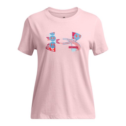 UNDER ARMOUR Dziewczęcy tshirt z nadrukiem Under Armour UA Big Logo UA Fill SS  różowy Różowy
