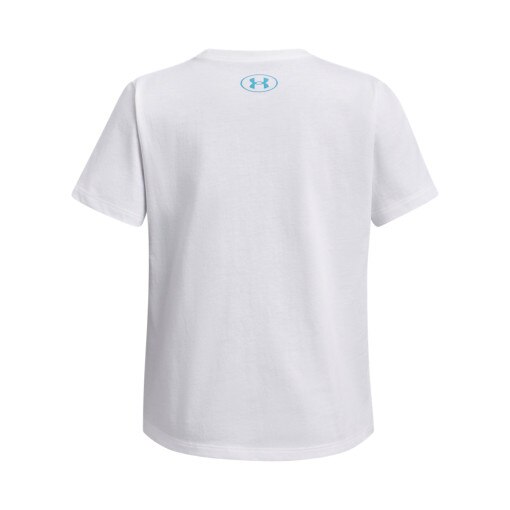 Dziewczęcy t-shirt z nadrukiem Under Armour UA Bubble Wordmark SS - biała